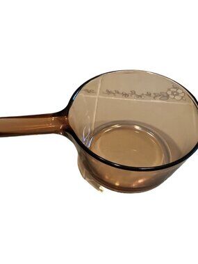 Visions by Corning 1.5L Sauce Pot w/Lid, Brown No Chips or Cracks